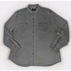 Nat Nast Shirt Gray Corduroy Ribbed Button Up Long Sleeve Silk Cotton Mens XXL